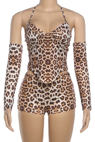 Chic Halter Neck Patterned Short Set