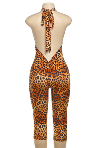 Chic Halter Leopard Print Jumpsuit