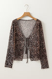 Sheer Leopard Print Long Sleeve Blouse