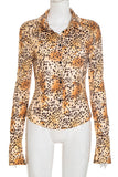 Leopard Print Button-Front Blouse