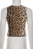 Leopard Print Sequin Tank Top