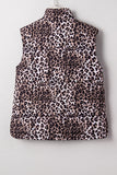Leopard Quilted Full-Zip Casual Puff Vest