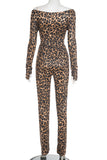 Off-Shoulder Leopard Print Pants Sets
