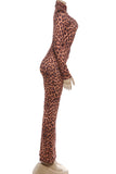 Zip-Front Leopard Print Pants Set