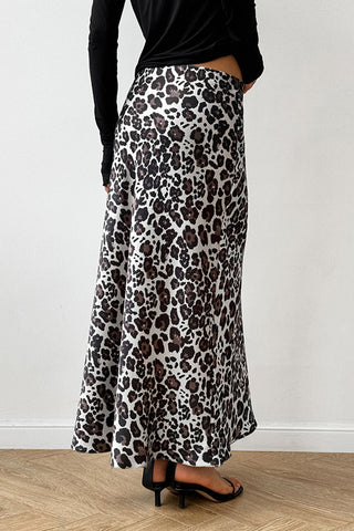 Leopard Print Skirt with Flowing Silhouette