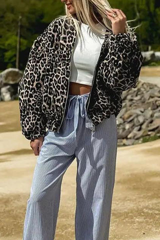 Bold Leopard Print Bomber Jacket