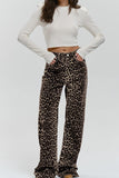Leopard Print Straight-Leg Jeans