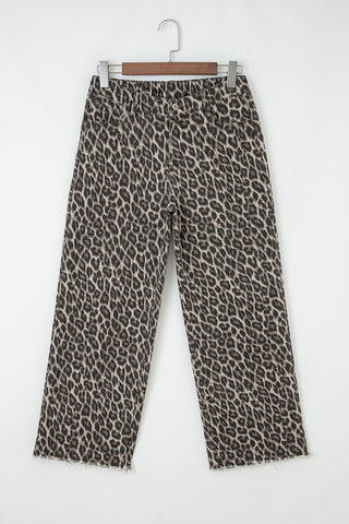 Leopard Print Straight Jeans