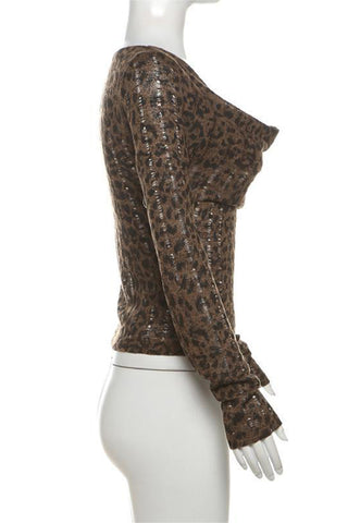 Stylish Cowl Neck Leopard Top