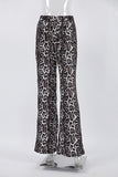 Wide-Leg Animal Print Casual Pants