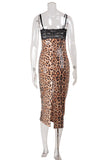 Leopard Print Midi Slip Dress