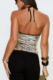 Sequined Halter Neck Tank