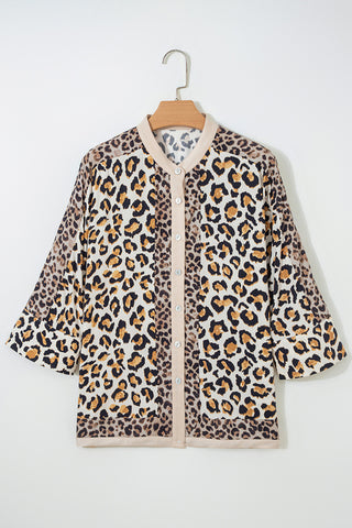 Leopard Print Button-Front Blouse