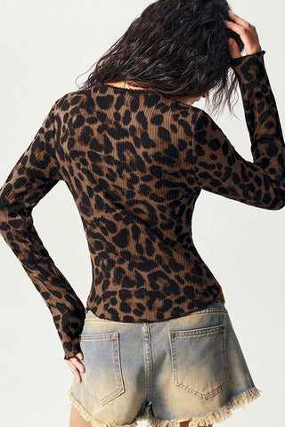 Button-Up Leopard Print Blouse
