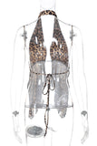 Halter Tie-Front Leopard Tank Top