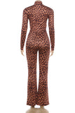 Zip-Front Leopard Print Pants Set