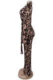 Leopard Print Tie-Waist Jumpsuit