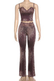 Spaghetti Strap Leopard Pants Set