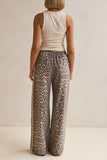Animal Print Casual Drawstring Pants