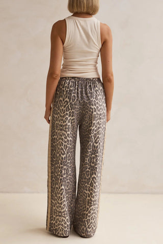 Animal Print Casual Drawstring Pants