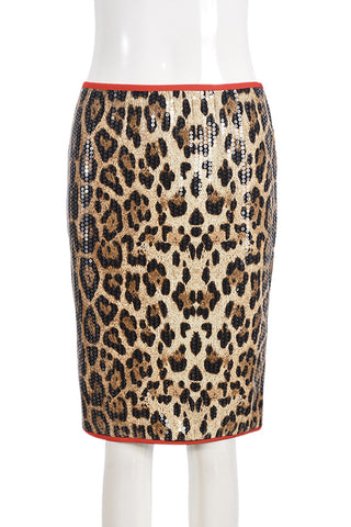 Leopard Print Midi Skirt