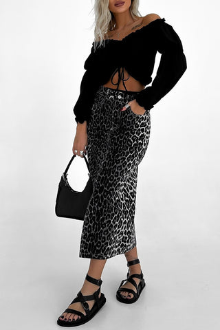 Leopard Print Midi Skirt