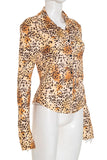 Leopard Print Button-Front Blouse