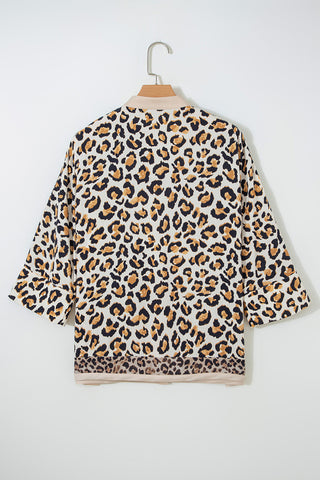 Leopard Print Button-Front Blouse