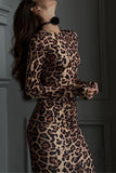 Long-Sleeve Leopard Print Dress