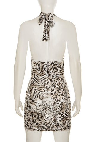 Halter Neck Animal Print Dress