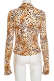 Leopard Print Button-Front Blouse