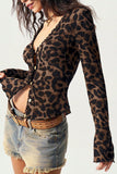 Button-Up Leopard Print Blouse