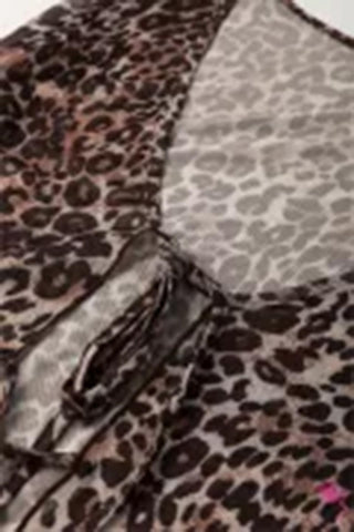 Sheer Leopard Print Long Sleeve Blouse