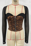 Leopard Print Zipper Top