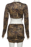 Ruched Leopard Skirt Set