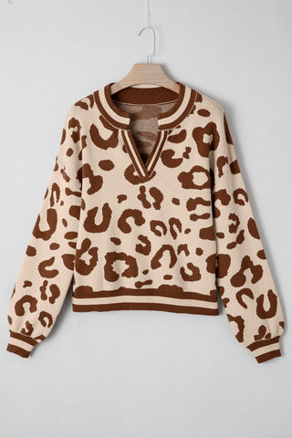 Animal Pattern V-Neck Sweater