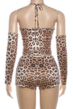 Chic Halter Neck Patterned Short Set