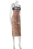 Leopard Print Midi Slip Dress