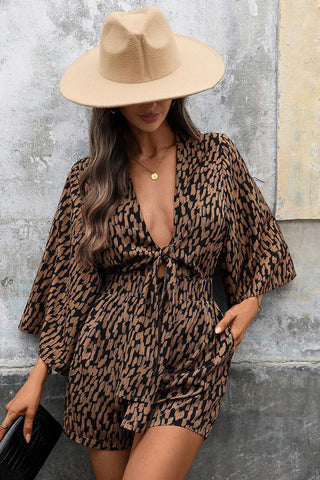 Tie-Front Patterned Romper