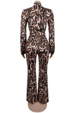 Leopard Print Tie-Waist Jumpsuit