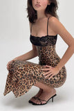 Leopard Print Midi Slip Dress