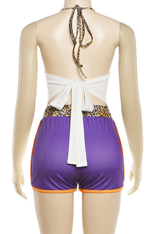 Halter Graphic Print Short Set