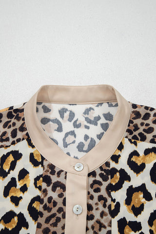 Leopard Print Button-Front Blouse