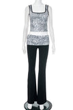 Sleeveless Zebra Print Pants Set