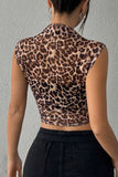Chic Sleeveless Leopard Print T-Shirt