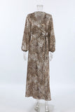 Wrap-Front Leopard Print Midi Dress