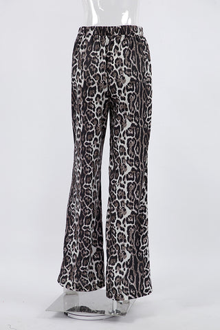 Wide-Leg Animal Print Casual Pants