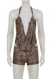 Halter Neck Animal Print Short Set