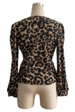 Lace-Trimmed Leopard Print V-Neck Top