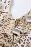 Ruffle-Trimmed Halter Leopard Dress